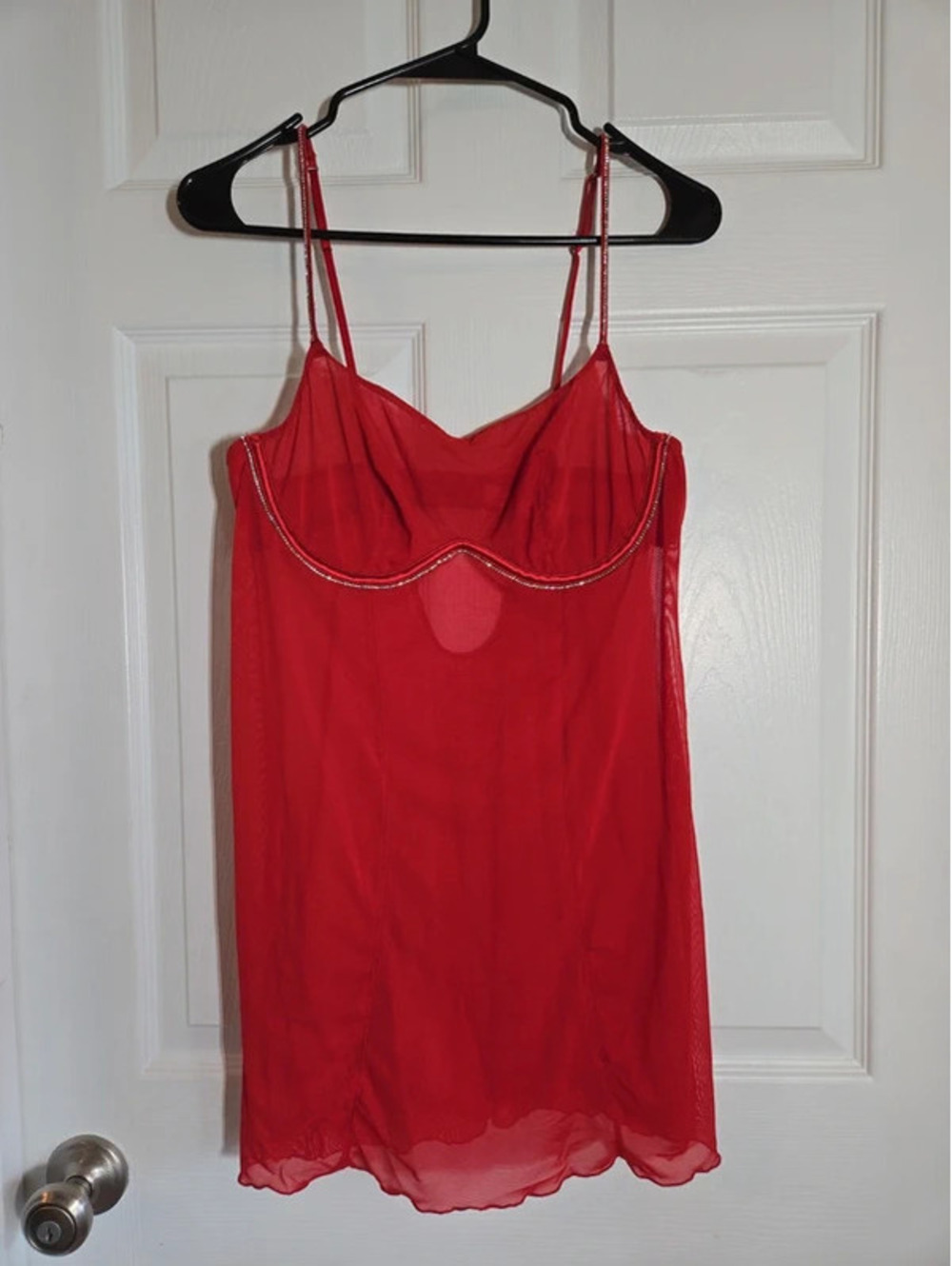 Auden red sheer lingerie with bling size medium